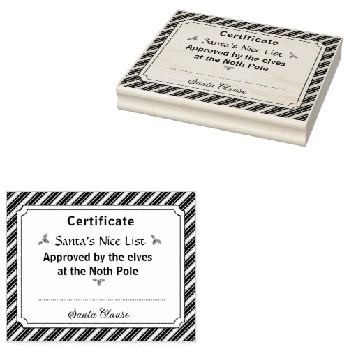 Santa's Nice List Certificate Wood Art Stamp