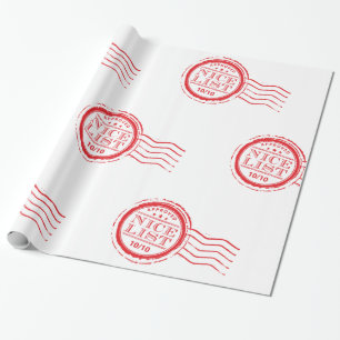 SANTAS NICE LIST christmas approved red stamp Wrapping Paper