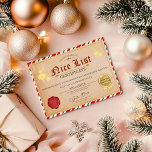 Santa's Nice List Christmas Certificate Invitation<br><div class="desc">Official Certificate signed by Santa Claus,  recognizing good behavior and kindness. Personalize with name and year! Have fun with this beautiful surprise.</div>