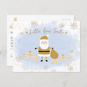 Santa's Nice List for Kids, Gold Santa Presents Holiday Postcard