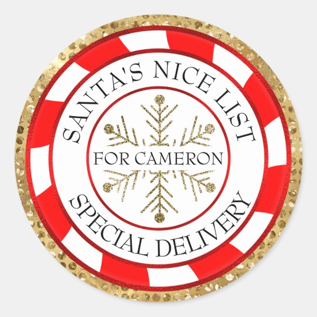 Santa's Nice List Gold Seal Custom Name Christmas (Front)