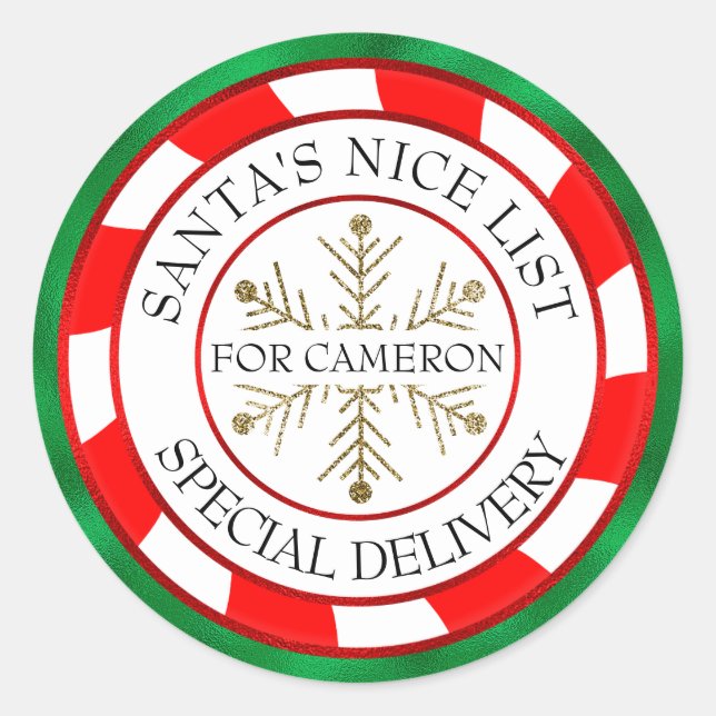 Santa's Nice List Green Seal Custom Name Christmas (Front)