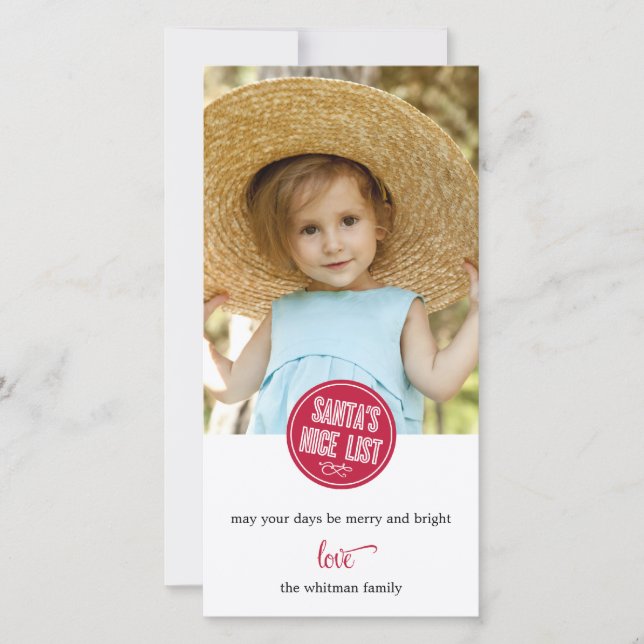 Santa's Nice List Holiday Photo Card (Front)