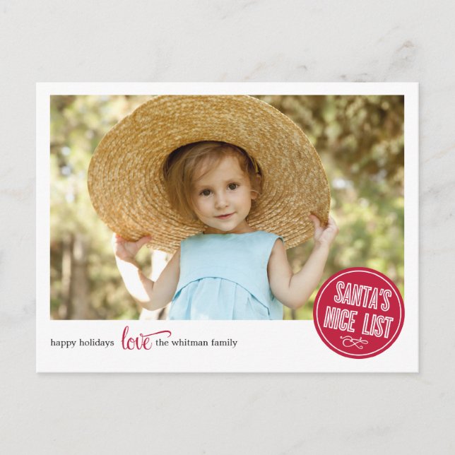 Santa's Nice List Holiday Photo Card (Front)