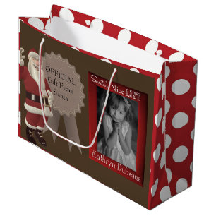 Santa's Nice List w/Photo Large Gift Bag