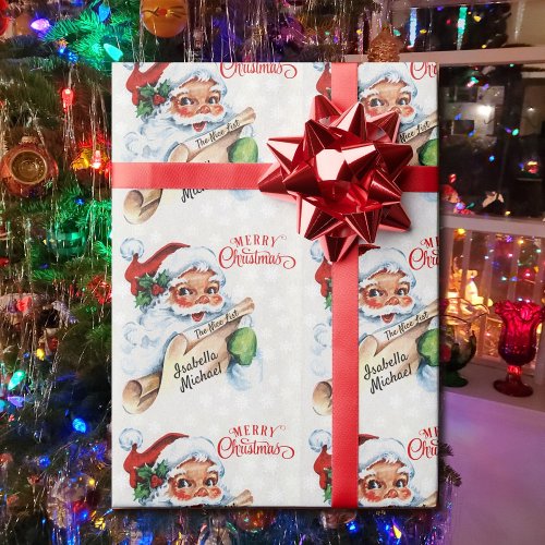 Santas Nice  Naughty List Christmas Wrapping Paper