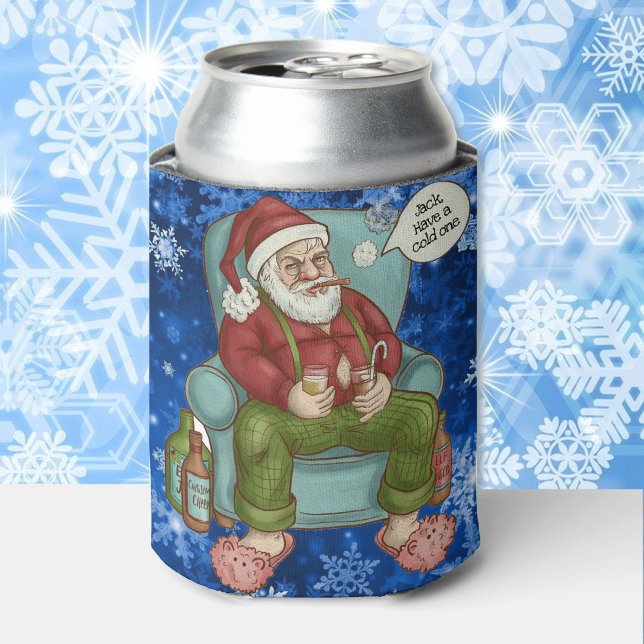 Santa's Night Off Personalize Name Funny Christmas Can Cooler (Creator Uploaded)