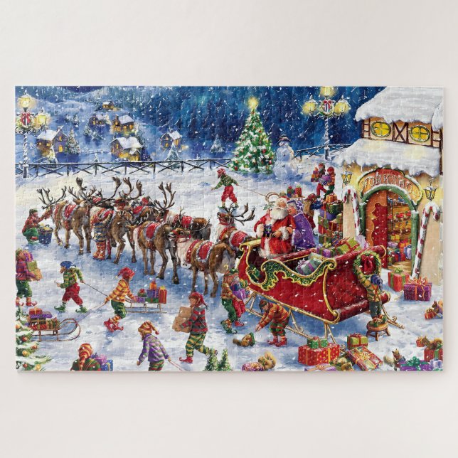 Santa's North Pole Departure  Jigsaw Puzzle (Horizontal)