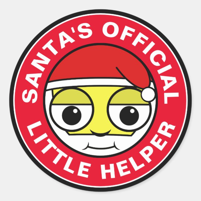 Santa's Official Little Helper Classic Round Sticker (Front)