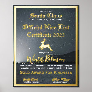 Santa's Official Nice List Certificate Foil Print