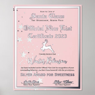 Santa's Official Nice List Certificate Foil Print