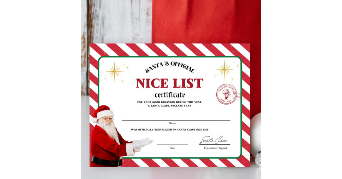 Santa #39 s Official Nice List Certificate Poster Zazzle
