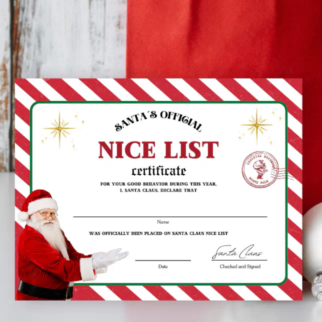 Santa's Official Nice List Certificate Poster | Zazzle