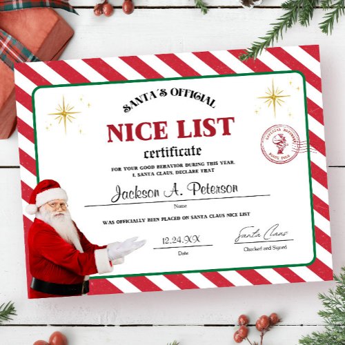 Santas Official Nice List Certificate Poster