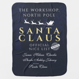 Santas Official Nice List Christmas Custom Baby Blanket