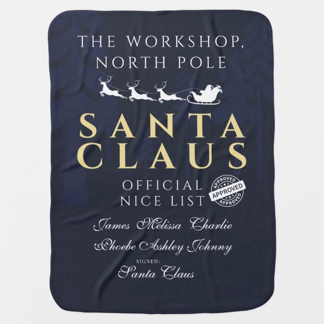 Santas Official Nice List Christmas Custom Baby Blanket (Front)