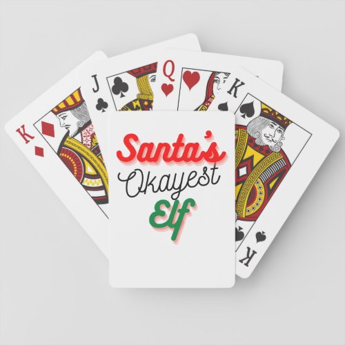 Santas Okayest Elf  Funny Christmas Poker Cards