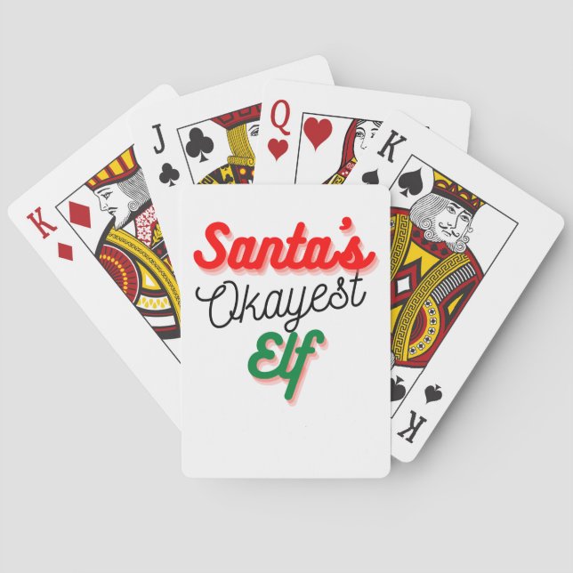 Santa's Okayest Elf | Funny Christmas Poker Cards (Back)