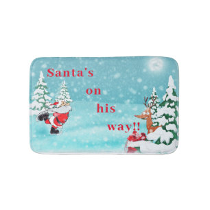 "Santa's on the Way" Winter Christmas Bath Mat