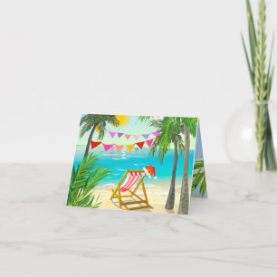Santa's on Vacation, Beach Christmas, Summer Holiday Card