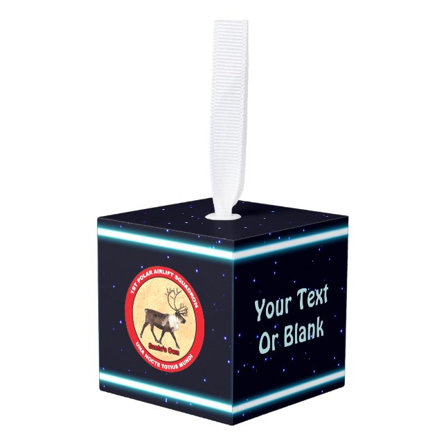 Santa's Own - 1st Polar Airlift Squadron Cube Ornament (Front Angled)