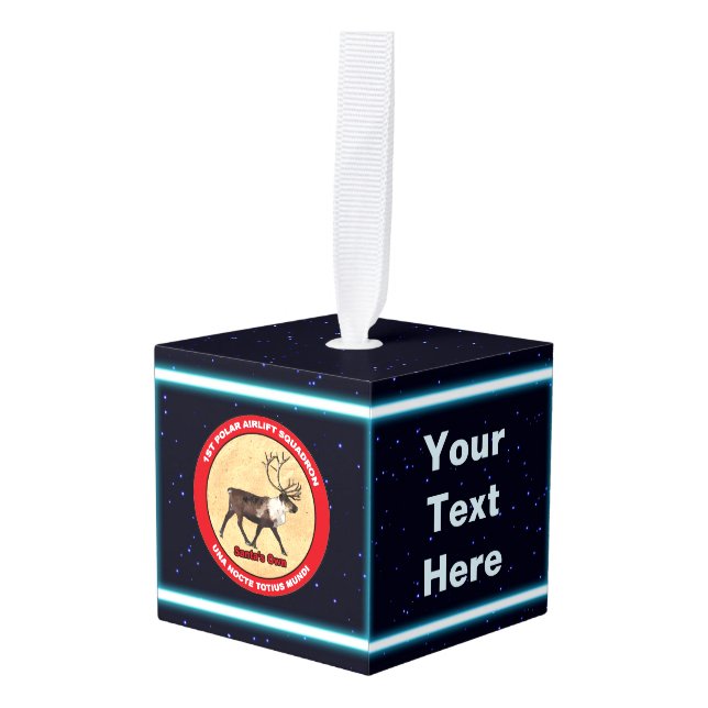 Santa's Own - 1st Polar Airlift Squadron Cube Ornament (Front Angled)