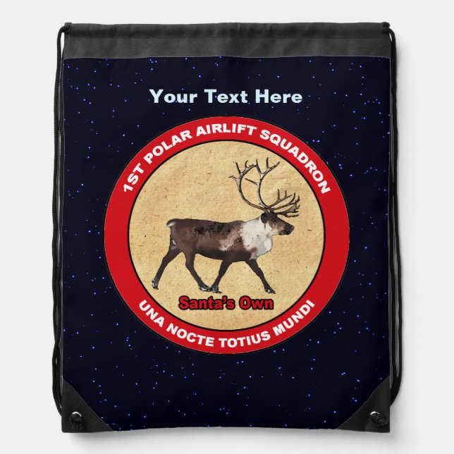 Santa's Own - 1st Polar Airlift Squadron Drawstring Bag (Front)