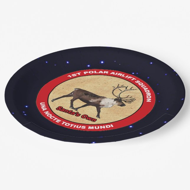 Santa's Own - 1st Polar Airlift Squadron Paper Plates (Angled)