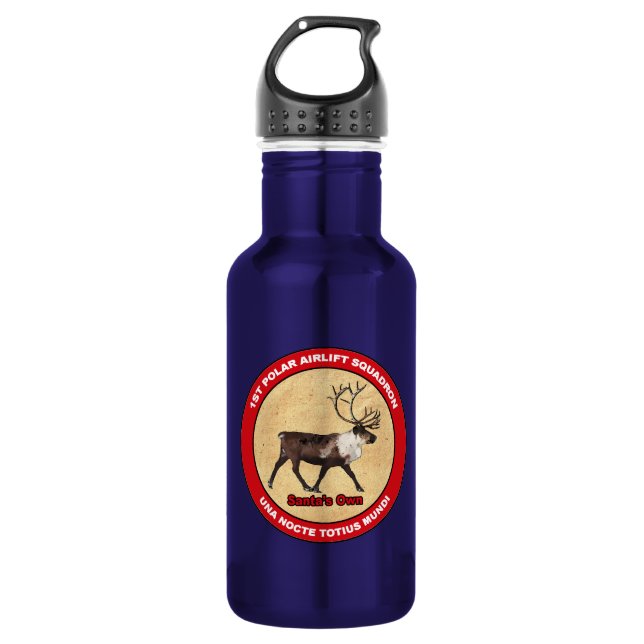 Santa's Own - 1st Polar Airlift Squadron Stainless Steel Water Bottle (Front)