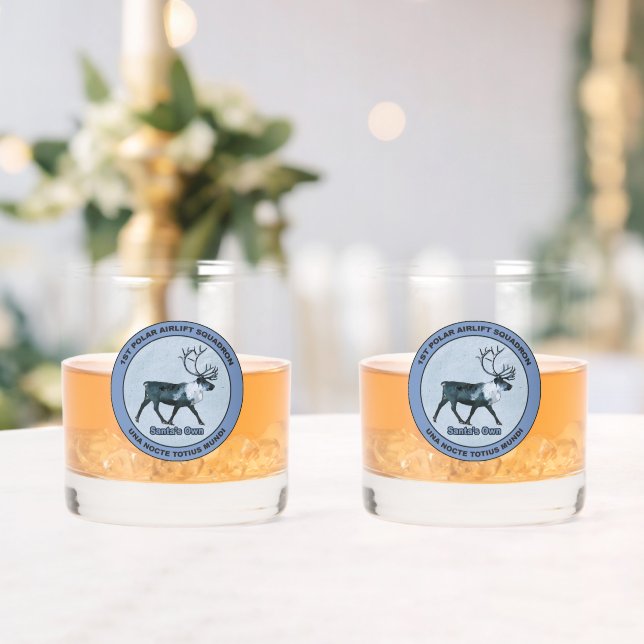 Santa's Own - 1st Polar Airlift Squadron Whiskey Glass (Insitu (Wedding))