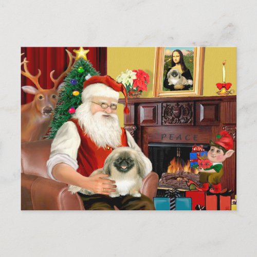 Santas Pekingese Holiday Postcard