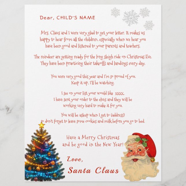 Santa's Personal Christmas Letter to Your Child   (Front)