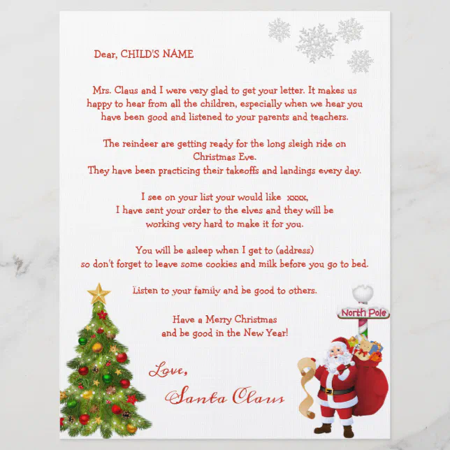 Santa's Personal Letter to Your Child Christmas | Zazzle
