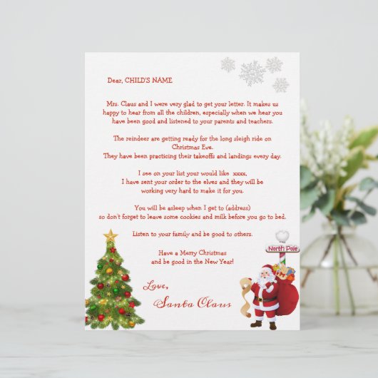 Santa's Personal Letter to Your Child Christmas (Standing Front)