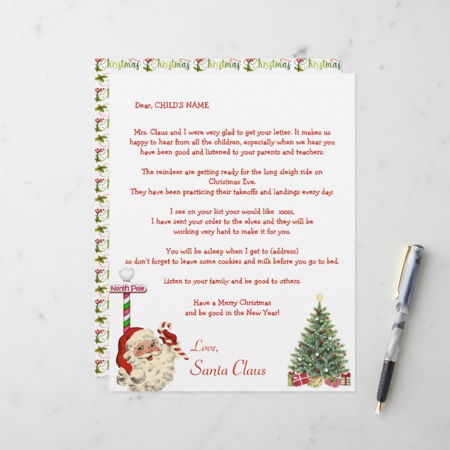 Santa's Personal Letter to Your Child North Pole (Front/Back In Situ)