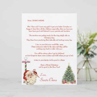 Santa's Personal Letter to Your Child North Pole | Zazzle