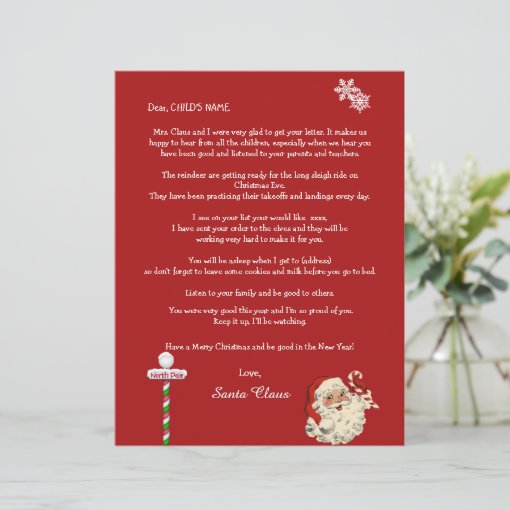 Santa's Personal Letter to Your Child North Pole | Zazzle