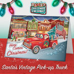 Santas Pick-up Truck   USA Flag Christmas Cards<br><div class="desc">Santas Pick-up Truck USA Flag Christmas Cards feature the big man himself in his classic Pick Up Truck. Send warm wishes for a happy holiday season to your friends, family associates with our Retro Christmas Cards! Customize the greeting inside, add a photo or logo, and sign in your choice of font....</div>