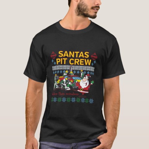 SantaS Pit Crew Race Car Ugly Christmas T_Shirt
