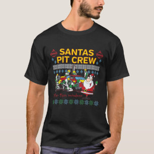 Santa's Pit Crew Race Car Ugly Christmas T-Shirt