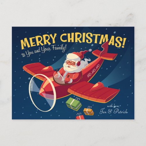 Santas Plane Holiday Postcard