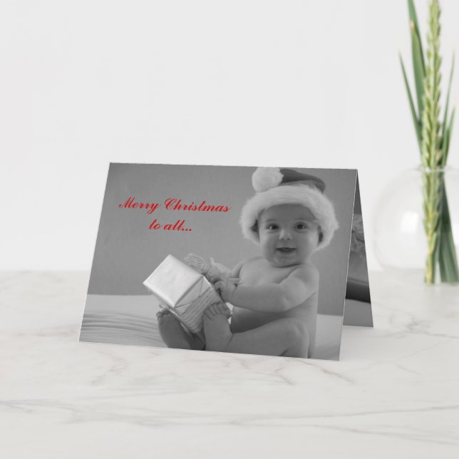 Santa's Present Baby Christmas Card (Front)