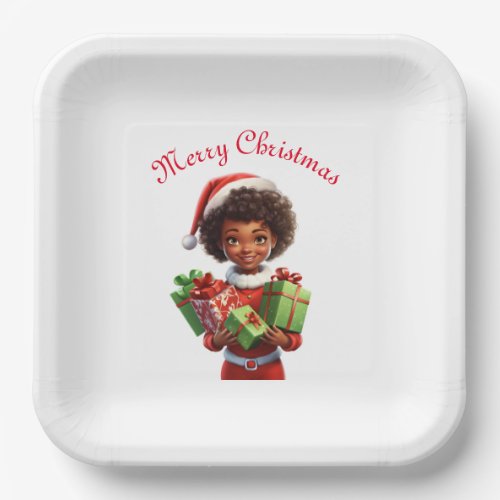 Santas Pretty Little Elf Paper Plates