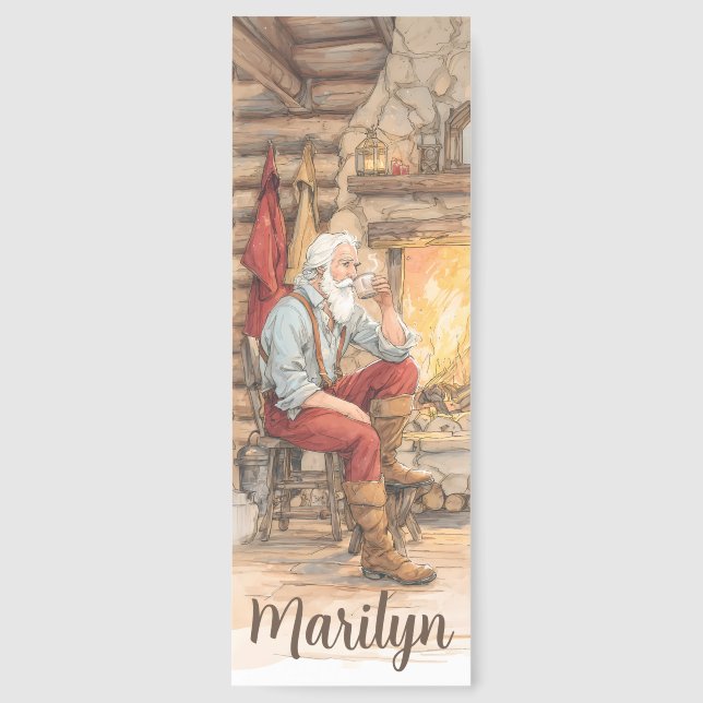 Santa's Quiet Moment with Hot Cocoa Bookmarks (Front)