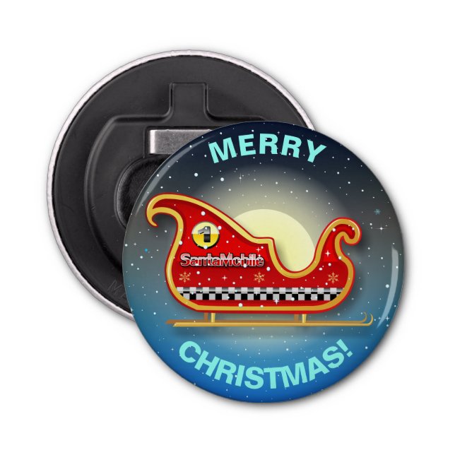 Santa's Racing Sleigh Bottle Opener (Front)