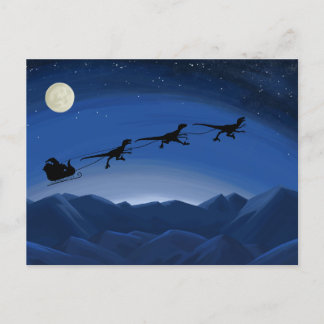 Santa's Raptor Sleigh Team Christmas Card Dinosaur