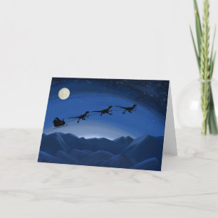 Santa's Raptor Sleigh Team Holiday Card Dinosaur