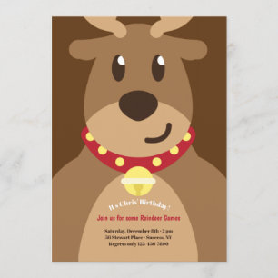 Santa's Reindeer Birthday Party Invitation