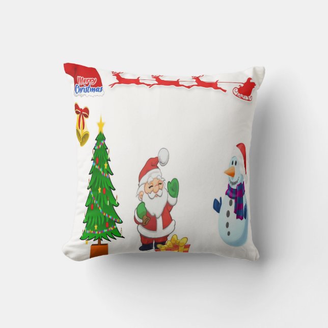 Santa's reindeer car throw pillow (Front)
