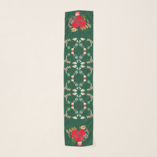 Santa's Reindeer Christmas Hearts Scarf